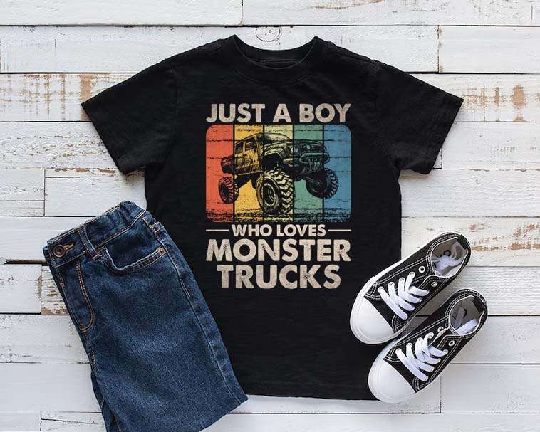 Just a boy who loves monster trucks T-shirt