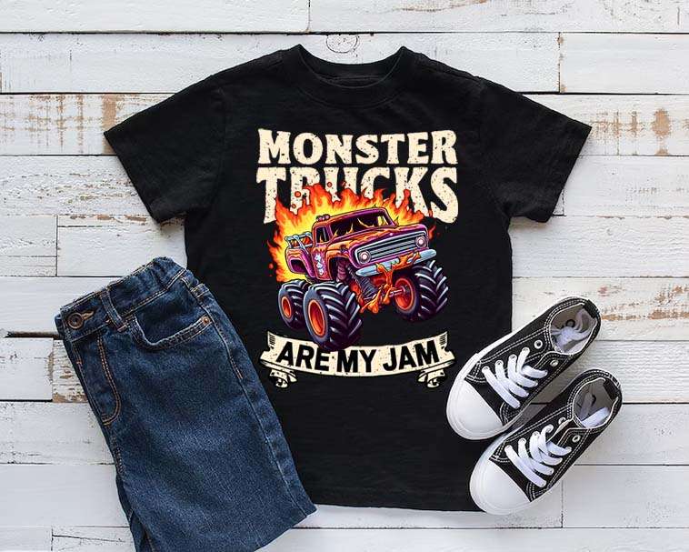 Monster trucks are my jam T-shirt 1