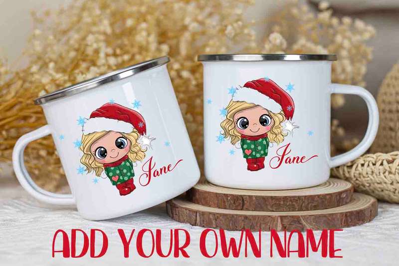 Christmas Character Girl enamel mug