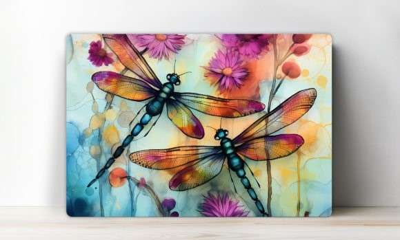 Cutting board with dragon fly
