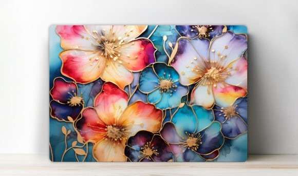 Cutting board with flowers
