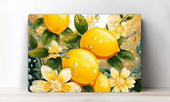 cutting board with lemons