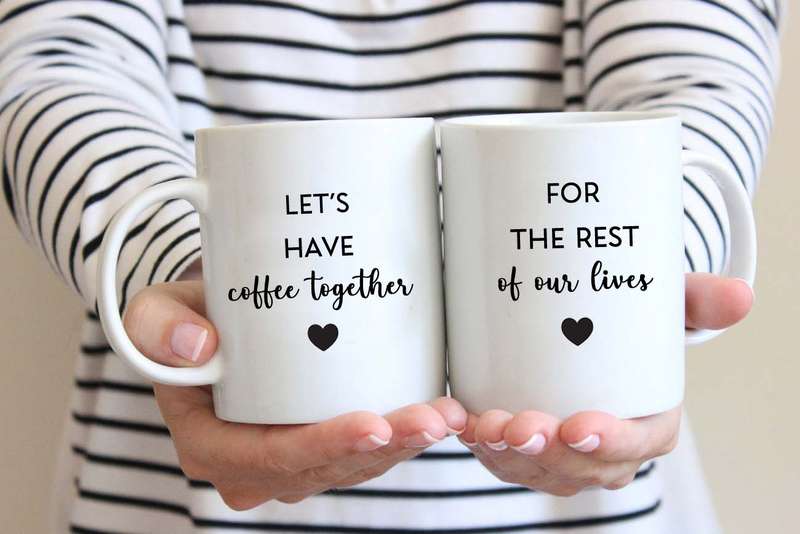 Lets have coffee together mugs