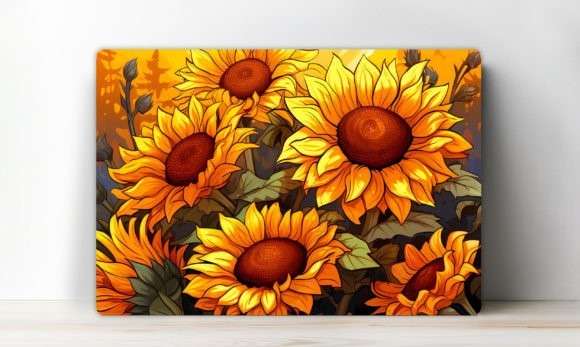 Cutting board with sunflowers