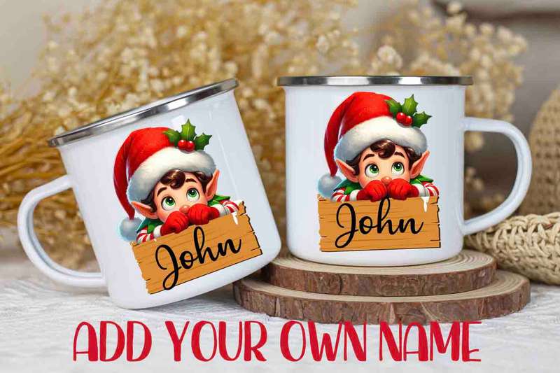 Christmas mug Peeking Elf