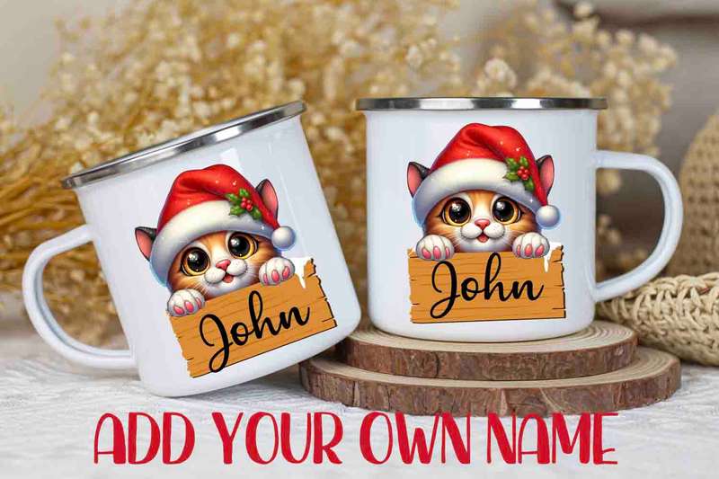 Christmas mug Peeking Kitten