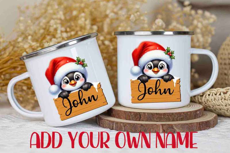 Christmas mug Peeking Penguin