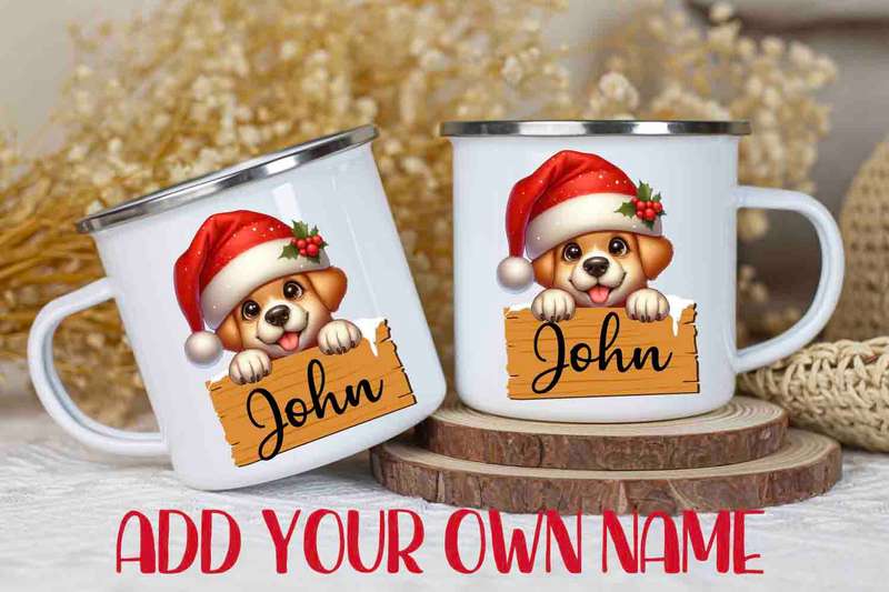 Christmas mug Peeking puppy