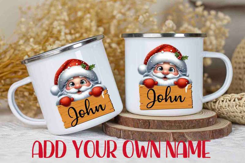 Christmas mug Peeking Santa