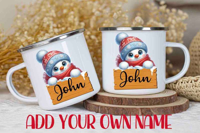 Christmas mug Peeking Snowman