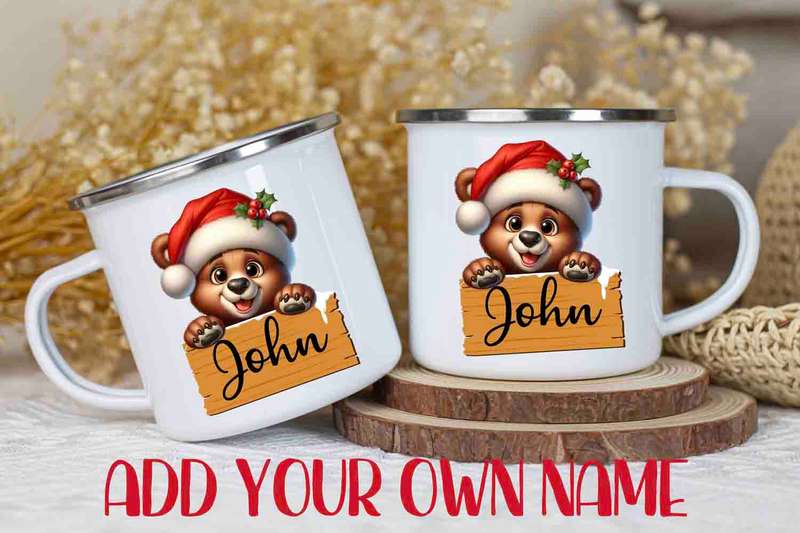 Christmas mug Peeking bear