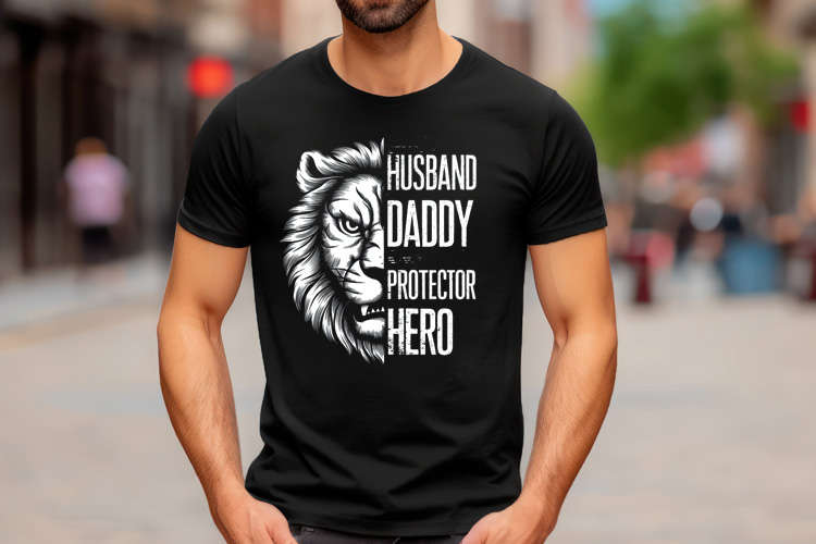 Husband daddy protector hero Black shirt Lion