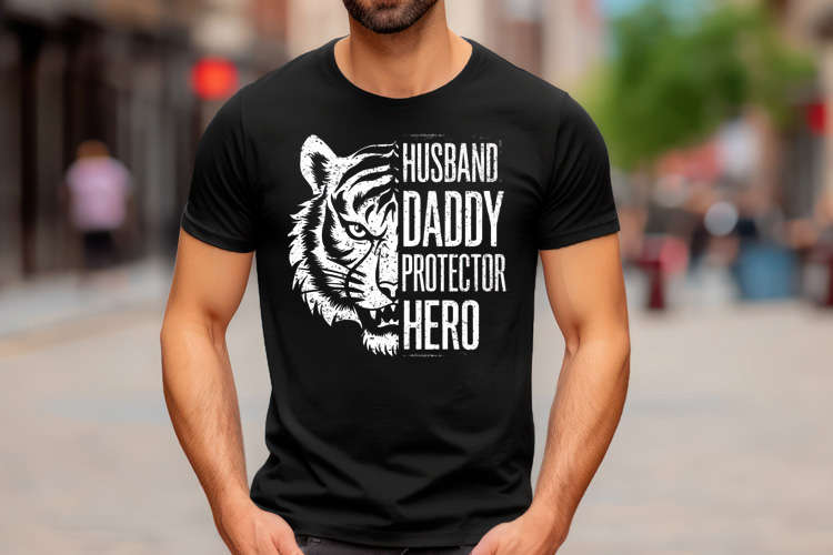 Husband daddy protector hero Black shirt Tiger
