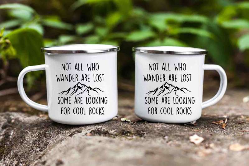 Not all who wander are lost cool rocks enamel mug