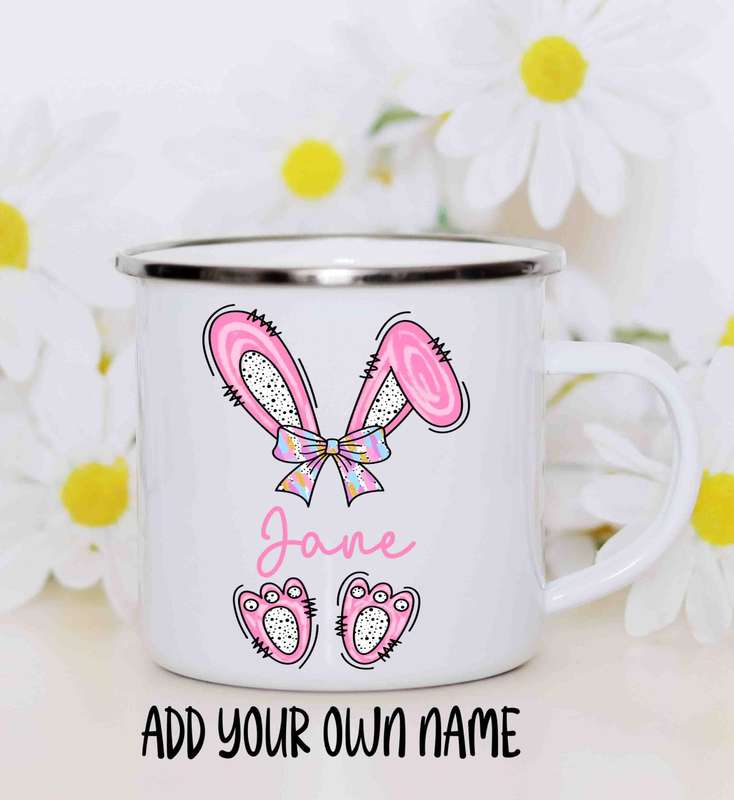 Easter bunny and name enamel mug 3