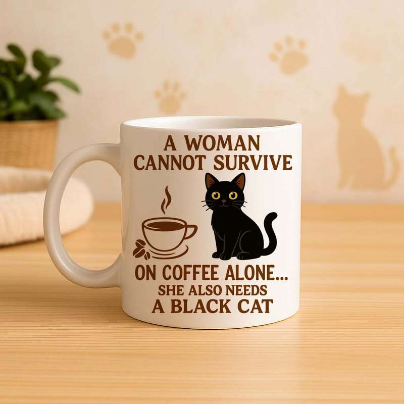 Black cat Coffee Mug  Coffee Alone Isn't Enough