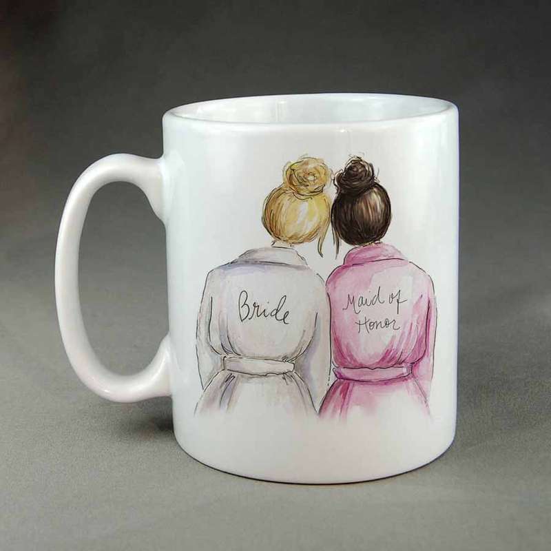 Bride and maid of honour coffee mug, wedding gift