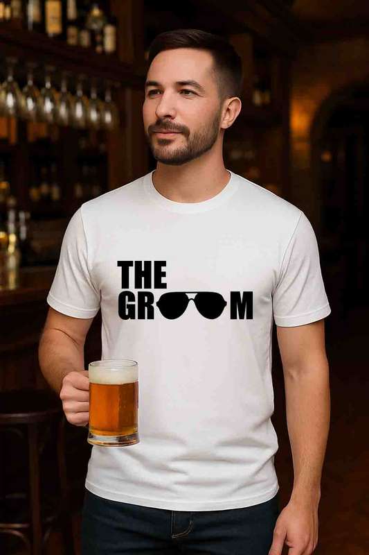 Aviator Sunglasses Bachelor & Wedding T-Shirt- The Groom