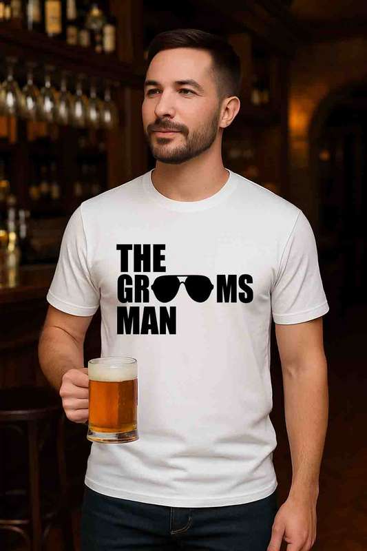 Aviator Sunglasses Wedding T-Shirt- The Groomsman