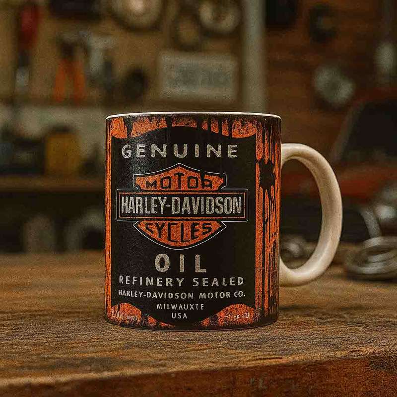 Harley Davidson oil stain coffee mug