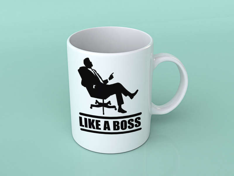 Like a Boss white coffee mug