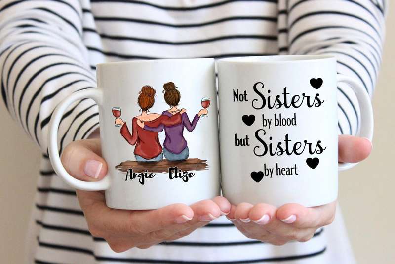 Best friends not sisters by blood coffee mug
