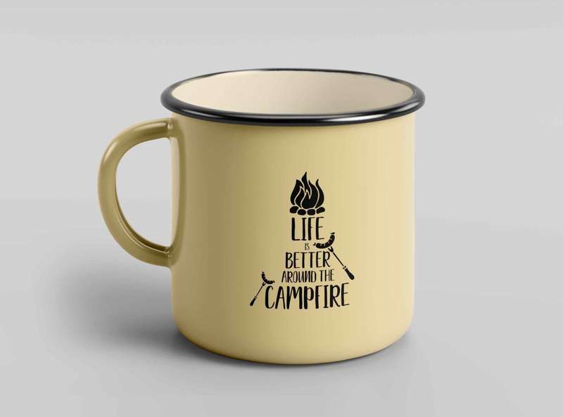 Life is better around the campfire enamel tin mug 3