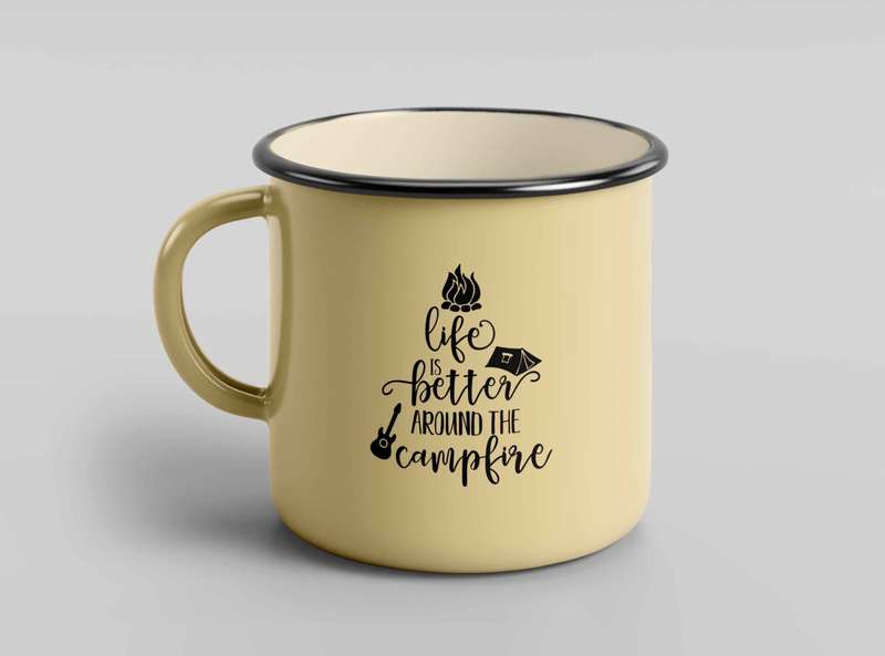 Life is better around the campfire enamel tin mug 2