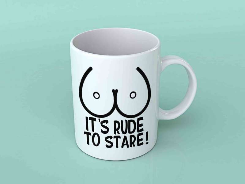 I'ts rude to stare boobs coffee mug