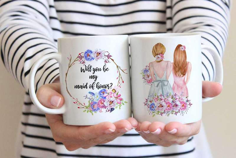 Best friends will you be my maid of honour coffee mug