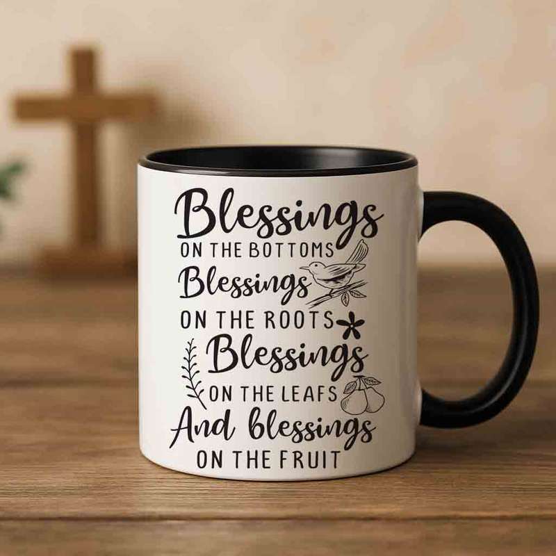Blessings on the bottom coffee mug