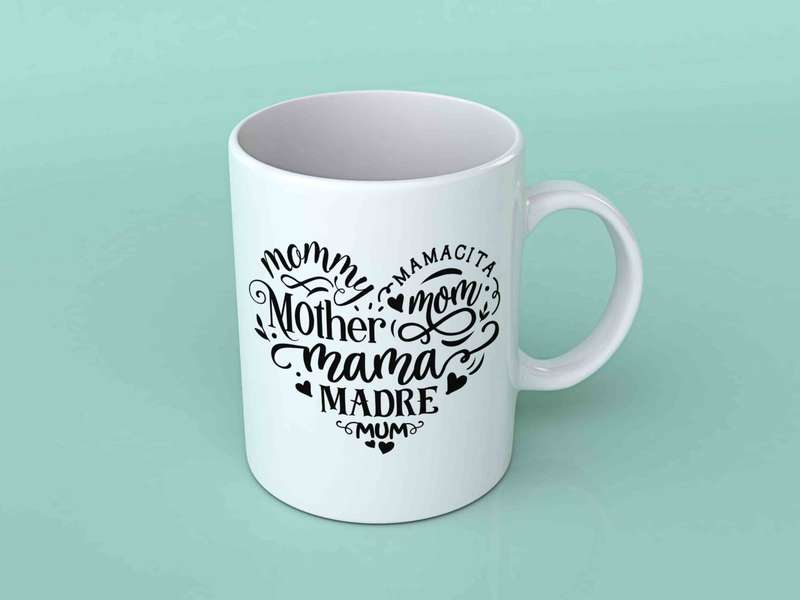 Mama words heart shape coffee mug