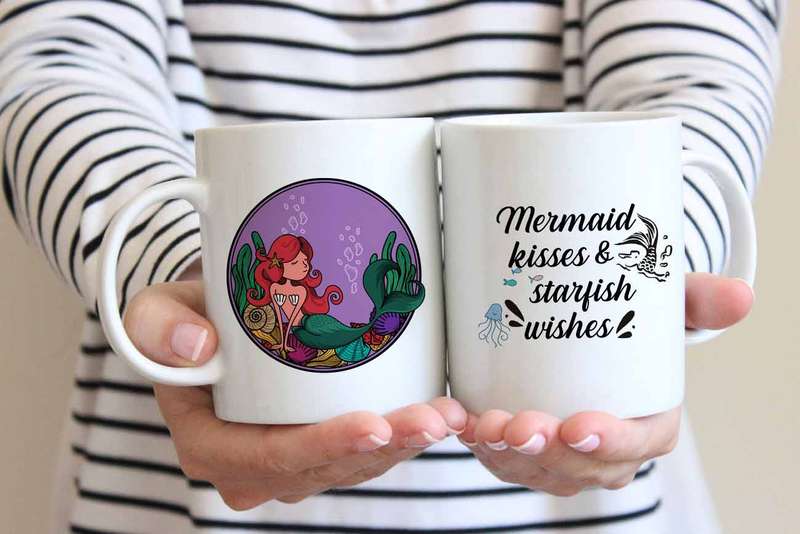 Mermaid kisses and starfish wishes coffee mug