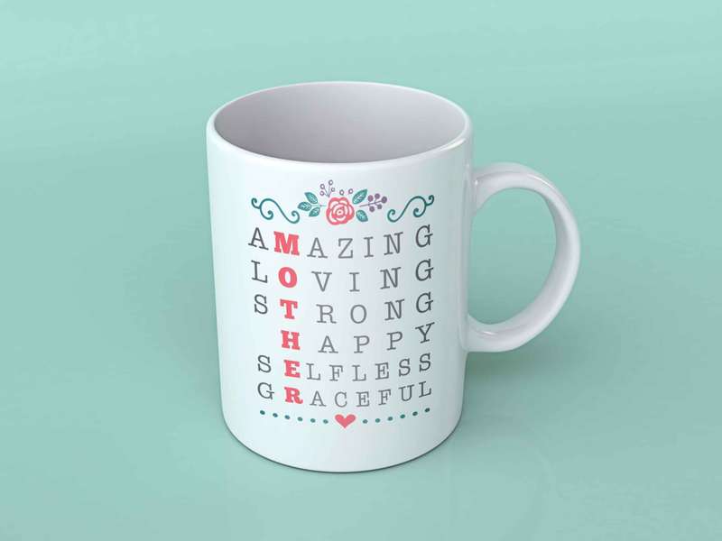 Mother scrabble words coffee mug