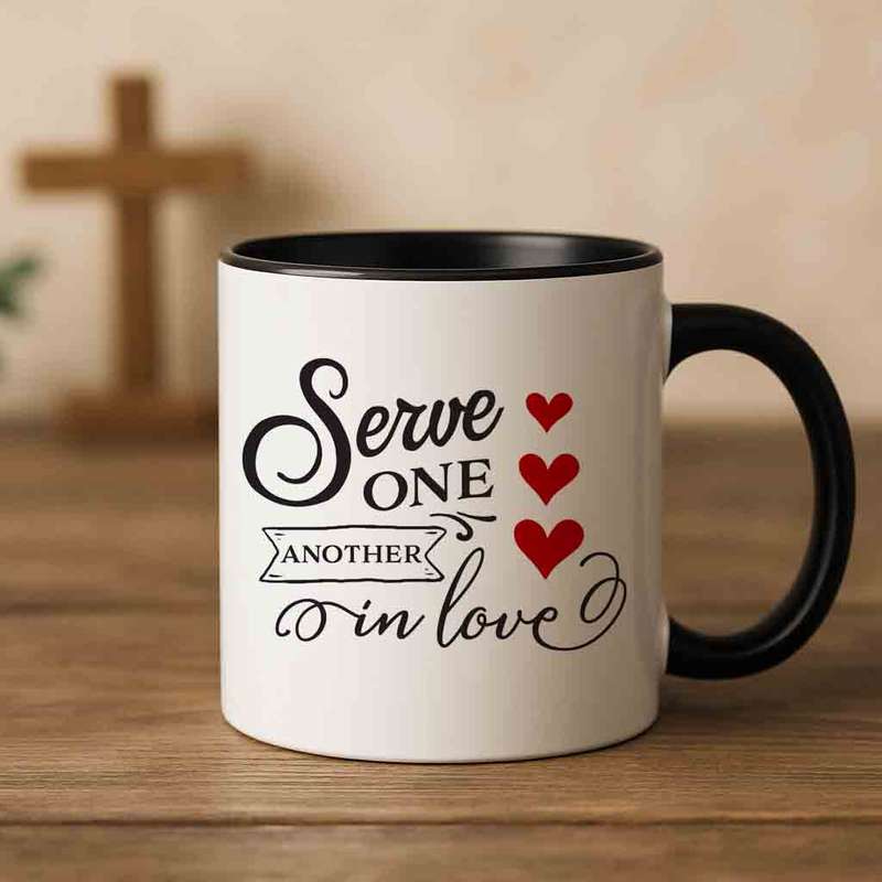 Serve one another in love coffee mug