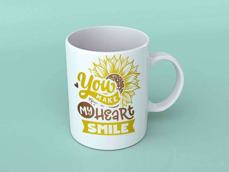 You make my heart smile sunflower coffee mug