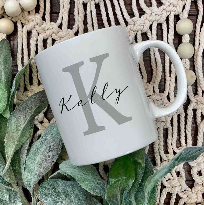 Initial and name coffee mug