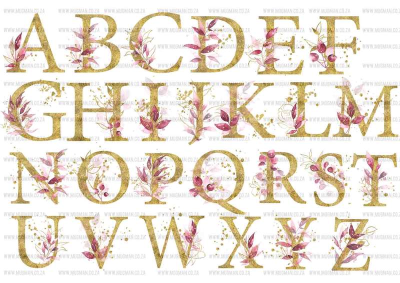 Gold Floral initial coffee mug