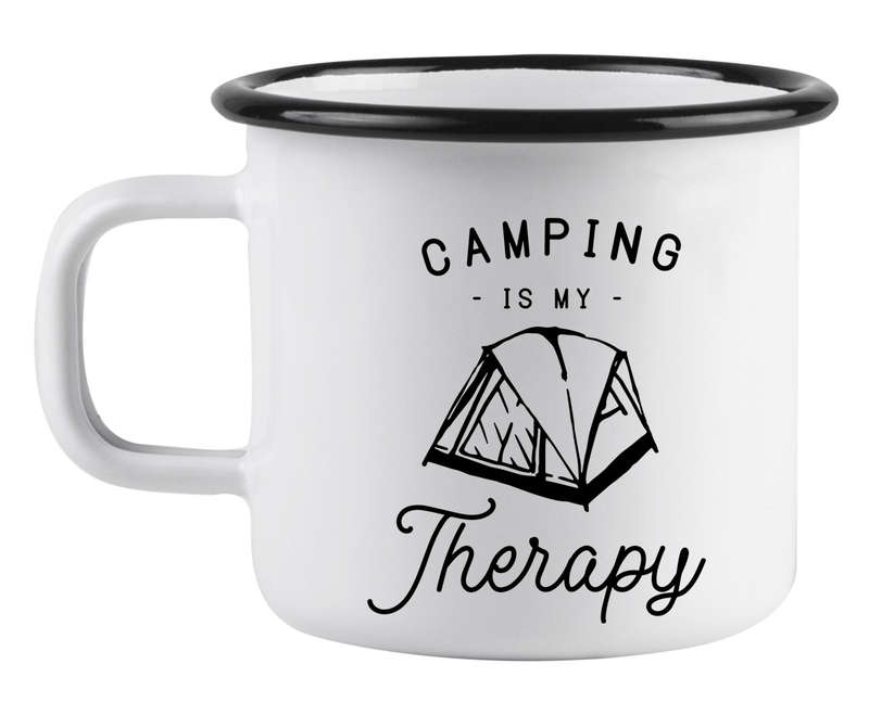 Camping is my therapy enamel mug