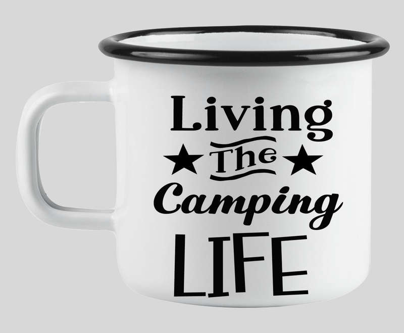 Living the camping life enamel mug