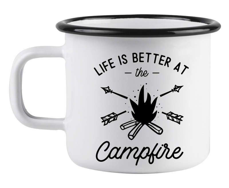 Life is better at the campfire enamel mug