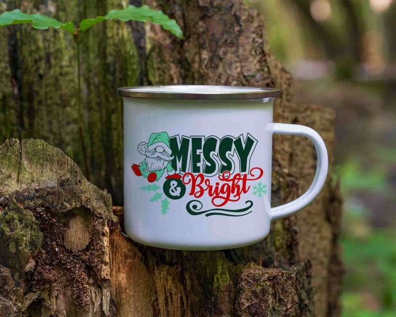 Christmas Messy and bright enamel mug