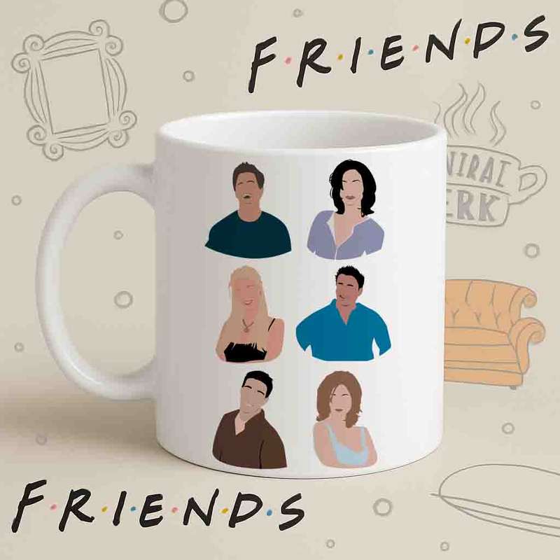 Friends Characters Mug  Colour Block Minimalist Design