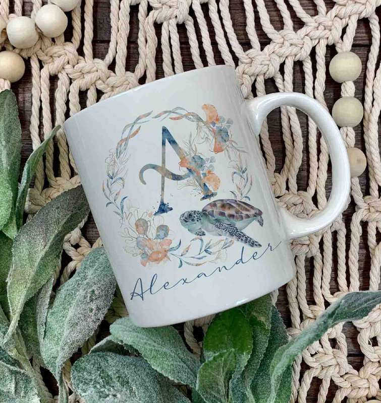 Sea Turtle Name and Initial Mug