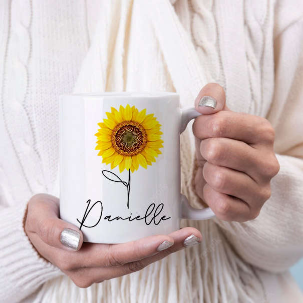 Sunflower and name coffee mug