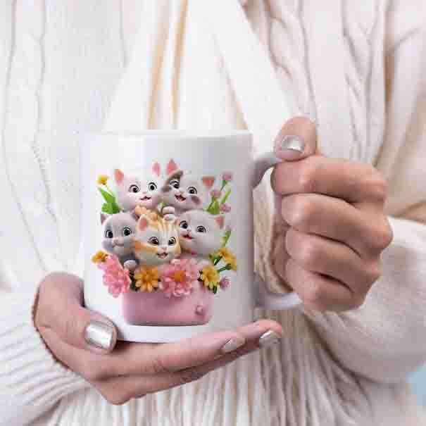 Cute 3D cats coffee mug 5