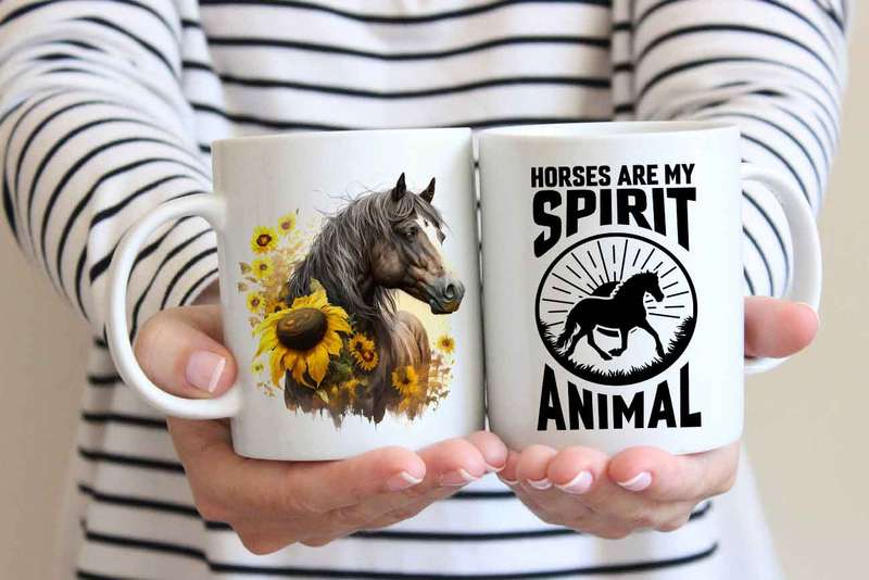 Horse with sunflowers coffee mug 9