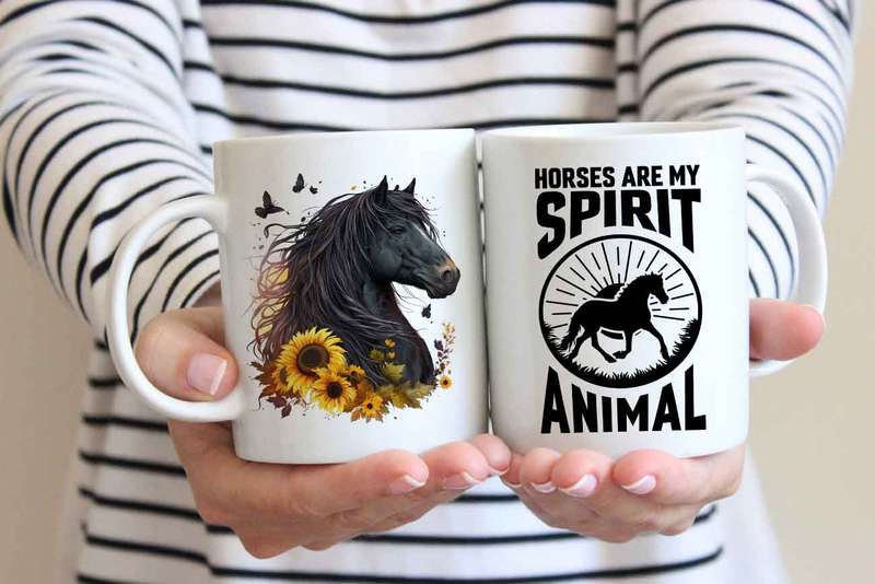 Horse with sunflowers coffee mug