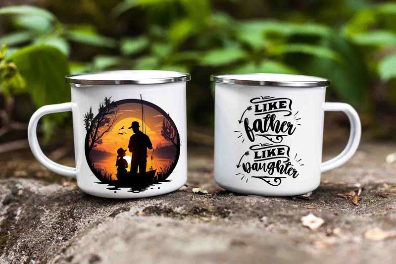 Like father like daughter enamel fishing mug 1
