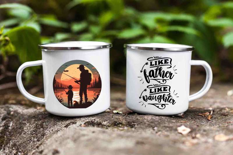 Like father like daughter enamel fishing mug 7
